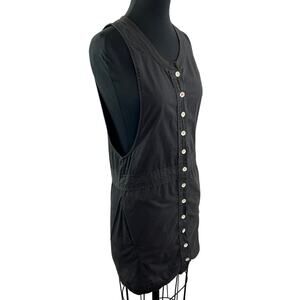 ROGAN for TARGET Black Organic Cotton Sleeveless Button Down Sheath Dress Sz XS